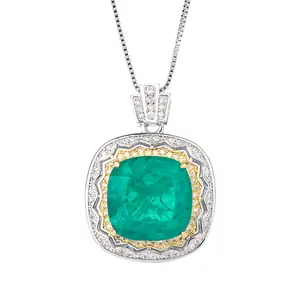 Guangzhou Brand Fashion Hot Selling High Quality Emerald Retro Gold Color Separation Pendant Necklace