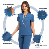 Uniformes élégants pour femmes de spa et de salon de beauté, ensemble de blouses à col en V et pantalon jogger, uniformes médicaux en mélange de rayonne 200 GSM