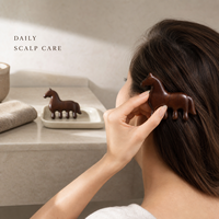 Peigne de massage en bois de santal doré pour le meridien du cheval, outil Gua Sha en bois pour le cuir chevelu, pour le spa et les soins personnels