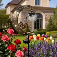 Lampe solaire LED étanche pour lune et nuit, carillon éolien extérieur, décoration de jardin solaire