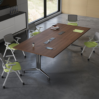 Table de conférence moderne en bois massif - Meuble de bureau multifonctionnel écologique réglable pour la maison, le bureau, la salle à manger et l'école