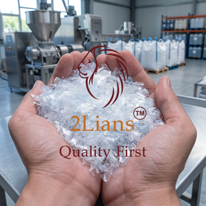 2Lians Hojuelas de PET reciclado de grado botella, lavadas en caliente, mezcla de transparente y azul claro, grado estándar, en sacos jumbo - Product Image 2