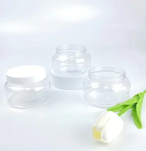 250 300 500 ml Custom Wholesale clear Jars w/screw cap sunscreen cream Jar with lids plastic Cosmetic Container