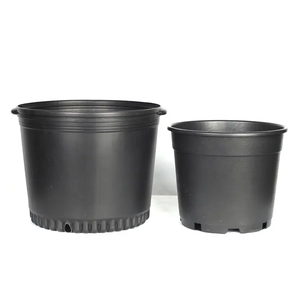 Black plastic 15 gallon big blow molded heavy duty plant nursery pots for shrubs.