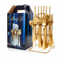 Ensemble de couverts en acier inoxydable SS410, boîte cadeau, finition miroir, résistant au ternissement, pour café, restaurant, hôtel, restauration, vente en gros