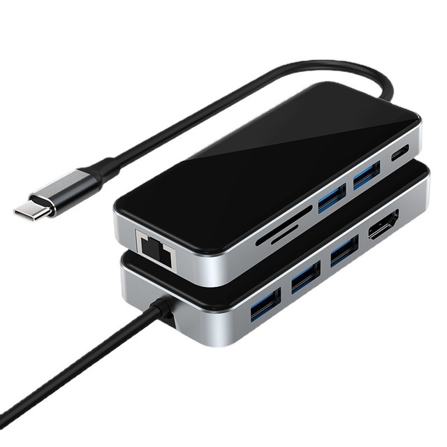Usb Hub Docking Station Type c to Rj45+USB3.0*1+USB2.0*4+4k HDMI+100M Rj45+SD/TF Usb Hub with Power Supply