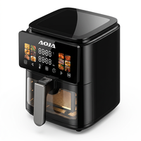 Friteuse à air numérique 4,5 L 1200 W en acier inoxydable avec panier unique et fenêtre de visualisation pour cuisine domestique
