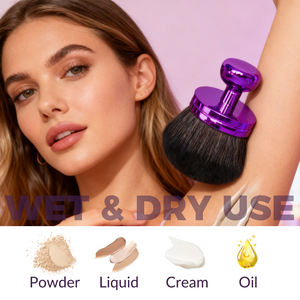 Brocha de maquillaje profesional personalizada con etiqueta privada y logotipo de calidad superior con aspecto de lujo de cuerpo único en polvo <span class=keywords><strong>para</strong></span> base - Product Image 4