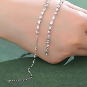 Multi Shape Moissanite 925 Silver Tennis <b>Necklace</b> Dainty <b>Statement</b> Design Elegant Anniversary Engagement Party Jewelry Style - Product Image 1