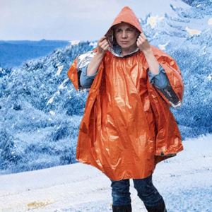 Imperméable jetable d'extérieur en PET, argenté, orange, vert, une pièce, de survie, 80g, pour le camping et la randonnée - Product Image 3