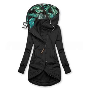 Veste à capuche zippée unie imprimée à manches longues et coupe ajustée pour femme - Product Image 3