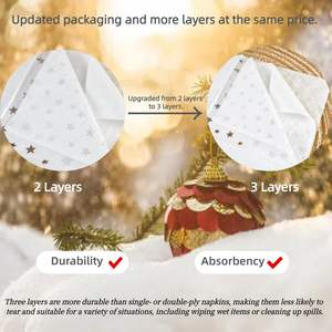 <span class=keywords><strong>Serviettes</strong></span> de Cocktail Imprimées Étoile d'Argent Jetables <span class=keywords><strong>Serviettes</strong></span> en <span class=keywords><strong>Papier</strong></span> Blanc Argenté avec Style de Sac Élégant 4 Pliages pour les Dîners - Product Image 4