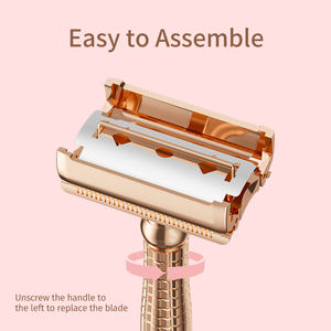 Dài Xử Lý 4.78in Nhật Bản Lưỡi Dao Cạo Đôi Cạnh Mài Vàng Phụ Nữ Twist Bướm Mở An Toàn Dao Cạo Cạo Kit - Product Image 4