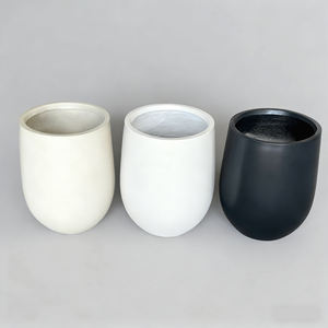 स्टाइलिश आधुनिक mगो मिट्टी के फूल बर्तन बर्तन हाथ से नक्काशीदार फिनिश घर इनडोर पौधों आउटडोर बालकनी फर्श सजावट 3-4 एल - Product Image 1