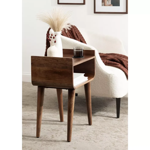 Modern Wooden Nightstand with Tapered Legs Open Shelf Solid Wood <b>Bedside</b> <b>Table</b> Bedroom Storage Furniture Home Decor - Product Image 3