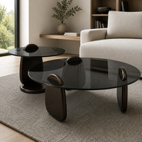 Table basse moderne haut de gamme avec plateau en verre miroir et cadre en bois, design durable, écologique, idéale pour les petits appartements, luxe et confort.