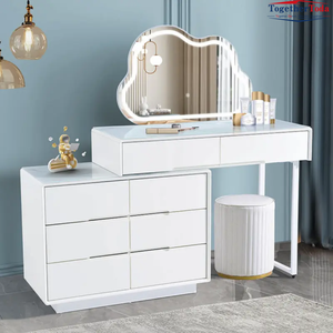 Mesa de Maquillaje de Madera de Estilo Moderno para Baño, con Espejo Iluminado y Cajones, para Niñas, para Dormitorio - Product Image 4