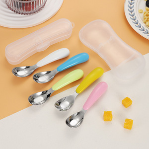 Cuchara para bebé de acero inoxidable 316, color sólido cónico, para utensilios de alimentación para niños de 0 a 12 meses - Product Image 1