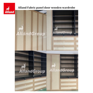 Allandcabinet Boho Rattan Closet <strong>Wardrobe</strong> with Rectangular Cane <strong>Insert</strong> Panels and Walnut Wood Grain Laminate Frame - Product Image 4