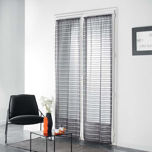 Cortina con ojales de 140x280 cm en terciopelo jacquard arenado con rayas antracita - Product Image 1