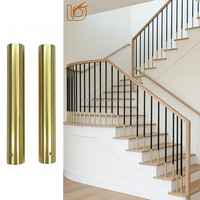 Tube central rond en métal uni pour balustre d'escalier, vente en gros, offre spéciale, en fer forgé, avec manchon en laiton brossé pour rampe d'escalier