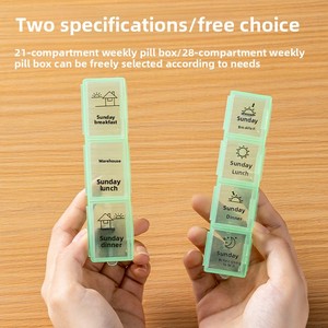 Pastillero Premium, <span class=keywords><strong>Organizador</strong></span> <span class=keywords><strong>de</strong></span> Medicamentos Portátil, Dispensador <span class=keywords><strong>de</strong></span> Medicamentos con 21 Compartimentos, 28 Compartimentos, <span class=keywords><strong>Semanal</strong></span>, Siete Días - Product Image 1