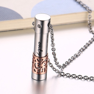 Perhiasan Kremasi untuk Abu, Kalung Guci Silinder Tempat Abu Kenangan Kenangan Hewan Peliharaan/Manusia Mini - Product Image 3