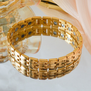 Terapia Magnética para el Cuidado de la Salud, Cadena de Acero Inoxidable Chapada en Oro de 18K con Diseño Geométrico Vintage para Mujer, Alivio del Dolor, Moda - Product Image 1