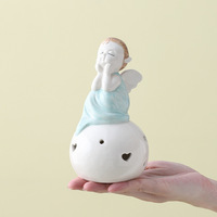 Veilleuse féerique en poterie blanche lumineuse, style européen, motif petite fée ange, idéale pour chambre d'étudiant, parfait pour un anniversaire