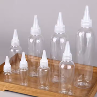 Bouteille en plastique transparente pour eau, miel, à presser, vide, 30 ml, 60 ml, 100 ml, 500 ml, avec embout pointu, compte-gouttes pour faux cils, blush
