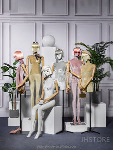 Maniquí de terciopelo ajustable con brazos de madera para mujer, de medio <span class=keywords><strong>cuerpo</strong></span> soporte bonito, exhibición de ropa, fabricante - Product Image 5