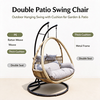 Fauteuil suspendu double pour patio, chaise suspendue en forme d'œuf pour 2 personnes, avec coussin, siège en rotin PE, moderne, pour salon, cour