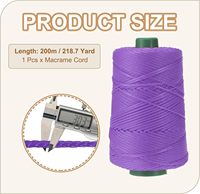 Cordon en macramé 100 % polyester de 3 mm, corde épaisse tressée pour tapis au crochet, artisanat DIY, suspensions murales, porte-plantes, chaussures