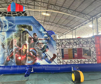 Château gonflable commercial Avengers pour enfants, avec toboggan et jeux de rebond