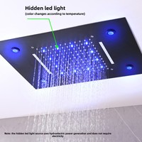 Système de douche encastré complet avec pommeau de douche carré thermostatique à affichage numérique LED mural en cuivre massif