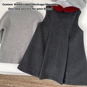 Vestido de Niña al por Mayor, Otoño Invierno, Vestido de Tweed con Forro de Lana, <span class=keywords><strong>Sin</strong></span> Mangas, <span class=keywords><strong>Ropa</strong></span> Abrigada para Niña - Product Image 2