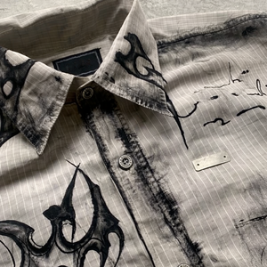 Chemise pour <span class=keywords><strong>homme</strong></span> DIHUI, style Y2K, imprimé <span class=keywords><strong>tribal</strong></span> peint à la main, effet vieilli, streetwear vintage, manches courtes, boutonnée - Product Image 4