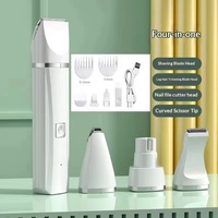 Tondeuse de toilettage rechargeable 4-en-1 pour animaux de compagnie, lame en acier inoxydable pour chats et petits chiens, toilettage à domicile, coupe et ponçage des ongles