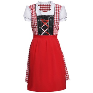 Costume de serveuse de <span class=keywords><strong>bar</strong></span> à l'écosaisse écossaise rouge pour femmes, pour fête à thème, festival de la bière allemand, cosplay de serveuse de bière <span class=keywords><strong>TRAD</strong></span>-006 - Product Image 2