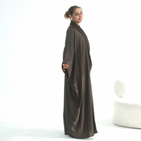 Robes de mariée islamiques pour l'Aïd, printemps-été, en polyester, Abaya pour femmes, robe longue modeste avec poignets fendus, longueur au sol