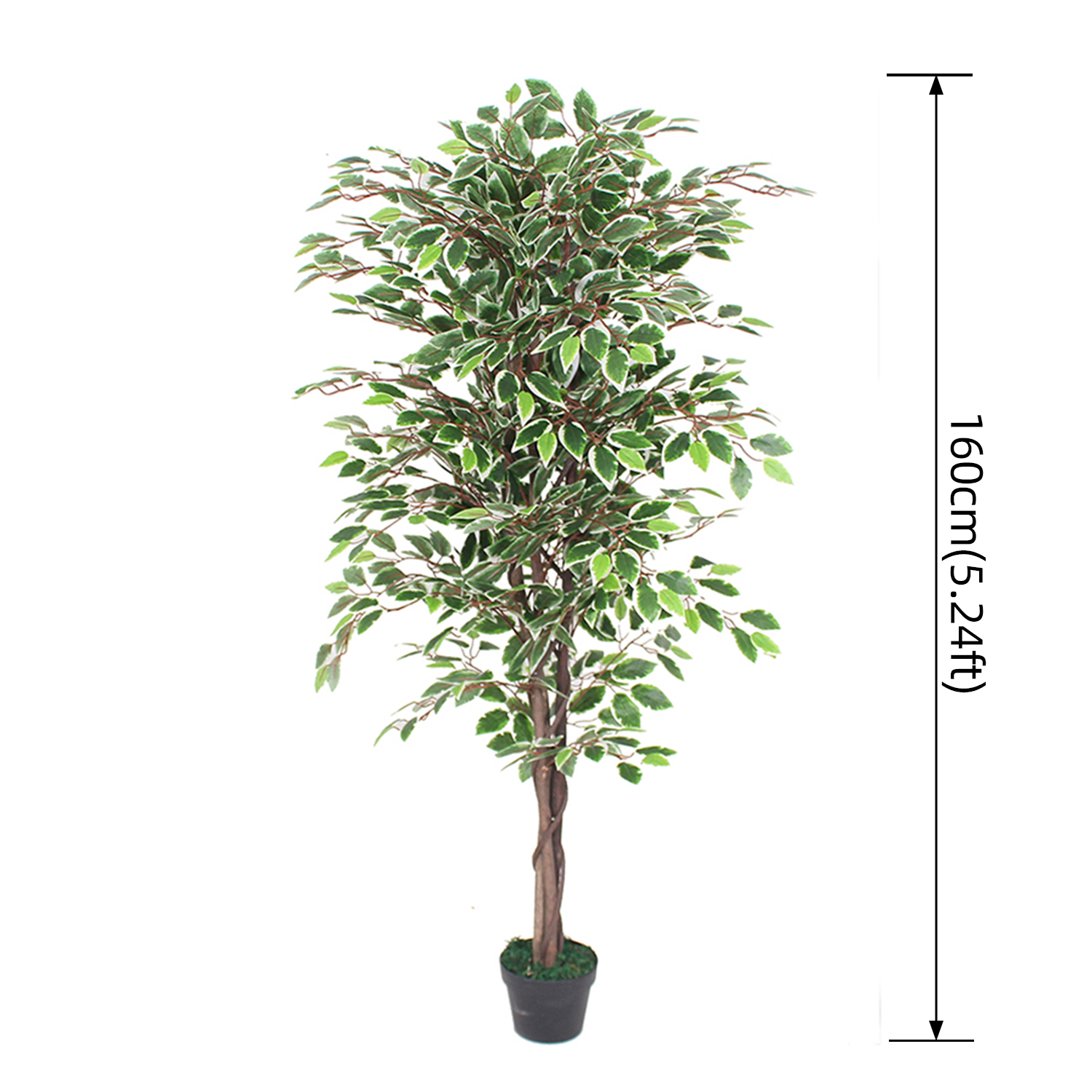 Arbre Ficus artificiel vert panaché 160 cm (2,54 pieds)