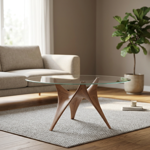 โต๊ะกาแฟเหล็กหน้ากระจกสไตล์โมเดิร์น พร้อมฐานโลหะดีไซน์สวยงาม เหมาะสำหรับห้องนั่งเล่น ทางเข้าบ้าน ล็อบบี้โรงแรม และคาเฟ่ - Product Image 3