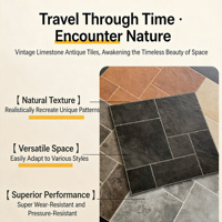 Carreaux de sol en céramique effet pierre mate antidérapants 600x600mm style château français pour maisons d'hôtes, villas, appartements, écoles
