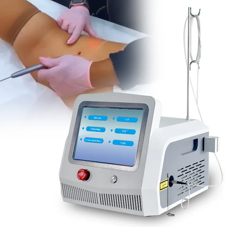 La mejor máquina láser de diodo de 980nm y 1470nm para uso doméstico Reducción de grasa Estiramiento de la piel para cirugía plástica de liposucción Servicio ODM