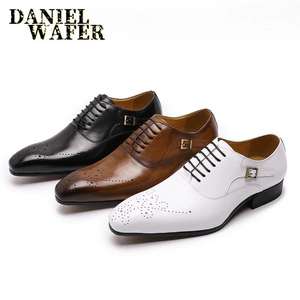 Chaussures Oxford en cuir à bout pointu et à motifs - Chaussures habillées pour hommes, tenue de mariage formelle, fabricant en gros - Product Image 5