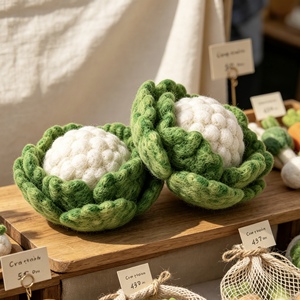 Juego de Comida de Juguete de Coliflor de Fieltro de Lana Hecho a Mano, Inspirado en la Verdura, para Jugar a Cocinar, Regalo Educativo para Niños y Niñas de 3 a 6 Años - Product Image 5