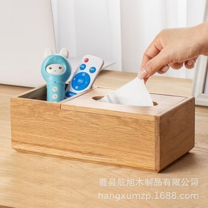 Boîte à mouchoirs en bois avec compartiment de rangement pour bureau, salon, voiture, salle de bain - Product Image 4