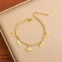 Bracelet à breloque fleur en acier inoxydable plaqué or 18 carats sans nickel, durable, de luxe, pour femme, résistant à la décoloration, personnalisé pour l'exportation