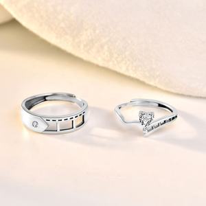 JA10 925 ayar gümüş Videotapes severler çift yüzükler kadınlar erkekler için VINTAGE Film bant düğün söz yüzüğü nişan takı - Product Image 3