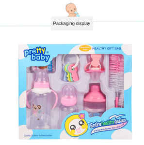 Logo personnalisé coffret cadeau bouteille nouveau-né PP bouteille brosse jouet lait en poudre grille sucette coton-tige ensemble de 8 pièces - Product Image 6